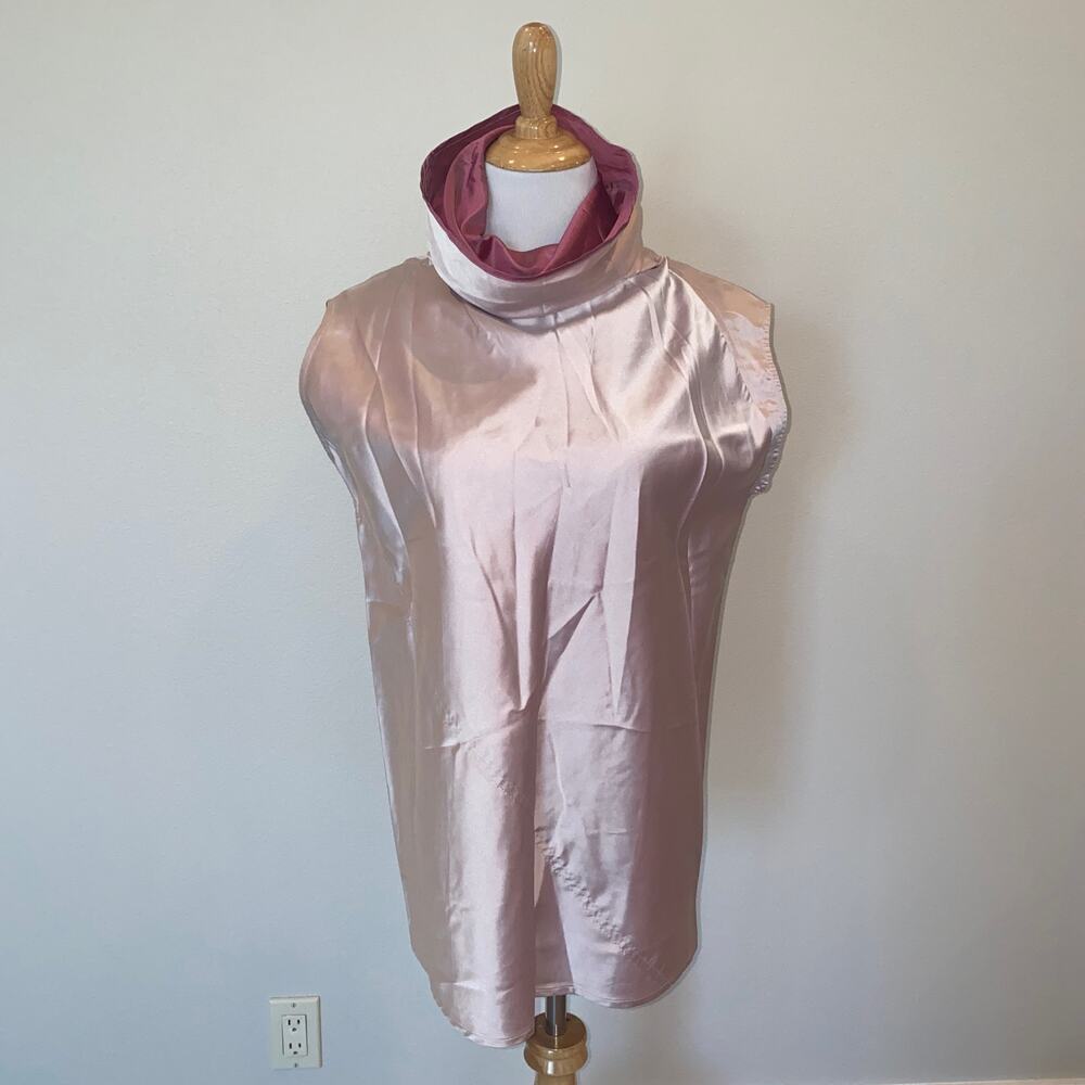 Shamask Dark/ Light Pink Silk  Cowl Neck Sleeveless Blouse Size 1 Medium